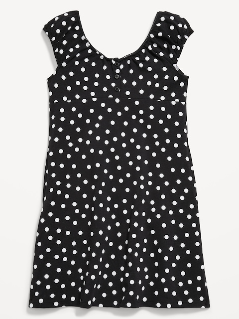 Printed Short-Sleeve Henley Dress for Girls