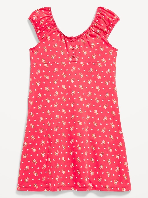 View large product image 1 of 4. Printed Short-Sleeve Henley Dress for Girls