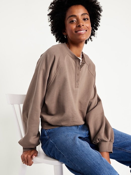 Image number 6 showing, SoComfy Oversized Button-Front Sweatshirt