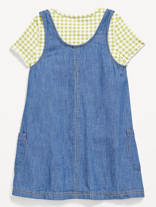 View large product image 2 of 3. Printed Short-Sleeve T-Shirt and Jean Dress Set for Toddler Girls