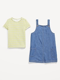 View large product image 3 of 3. Printed Short-Sleeve T-Shirt and Jean Dress Set for Toddler Girls