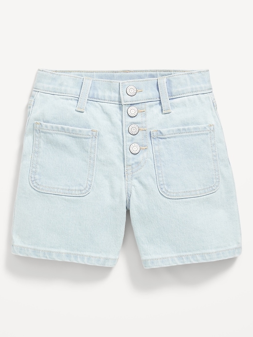 Image number 4 showing, High-Waisted Button-Fly Mariner Jean Shorts for Girls