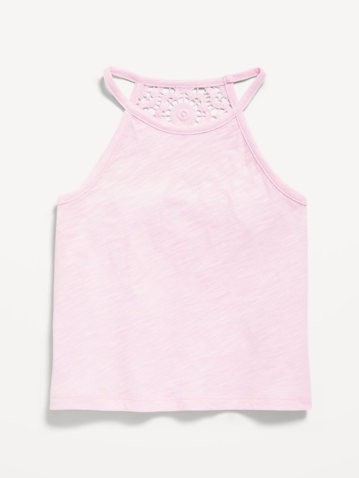 View large product image 2 of 3. Crochet Back Halter Tank Top for Girls