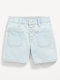 View large product image 4 of 4. High-Waisted Button-Fly Mariner Jean Shorts for Girls
