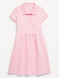 View large product image 3 of 3. School Uniform Fit and Flare Pique Polo Dress for Girls