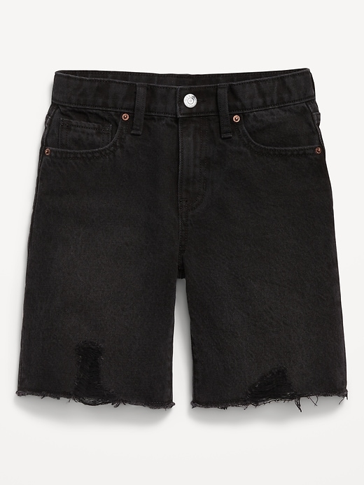 Image number 4 showing, Baggy Frayed-Hem Bermuda Jean Shorts for Girls