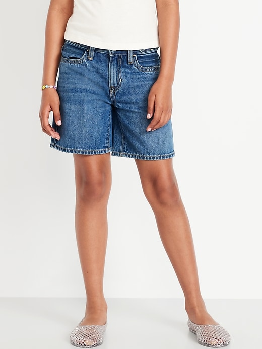 View large product image 1 of 5. High-Waisted Jean Midi Shorts for Girls