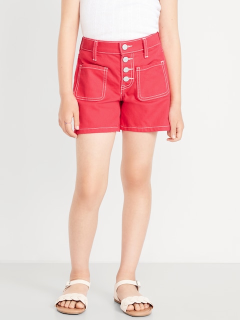 High-Waisted Mariner Midi Jean Shorts for Girls