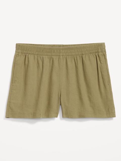 High-Waisted Linen-Blend Shorts