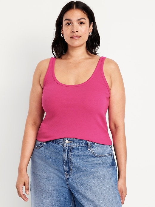 Image number 6 showing, First-Layer Ribbed Scoop-Neck Tank Top