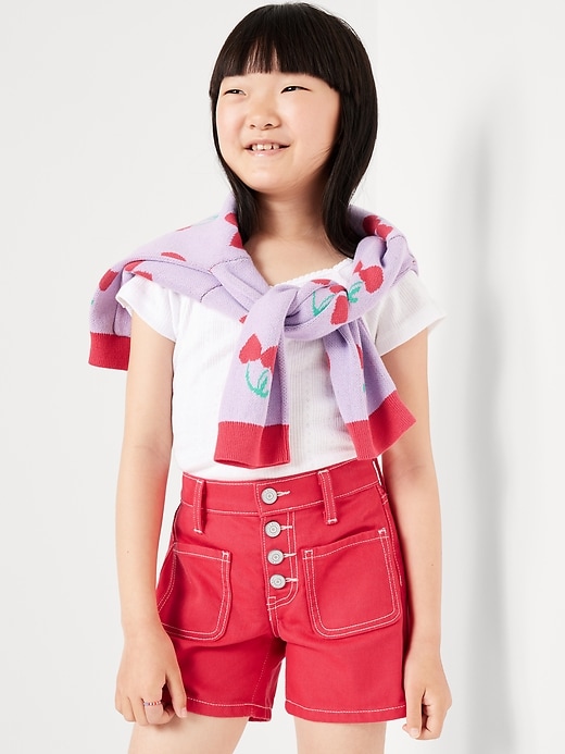Image number 3 showing, High-Waisted Mariner Midi Jean Shorts for Girls