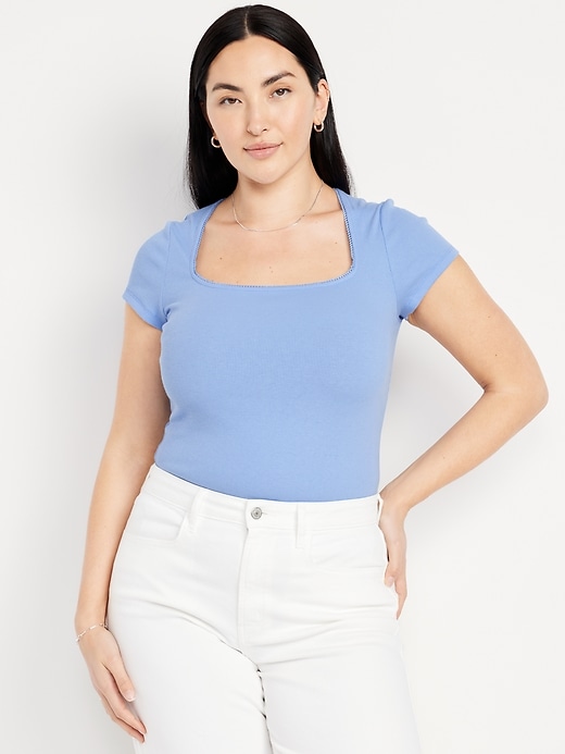 Image number 4 showing, Square-Neck Ribbed T-Shirt