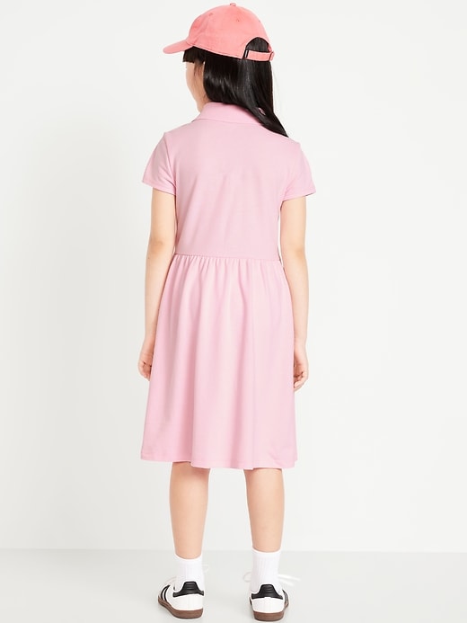 View large product image 2 of 3. School Uniform Fit and Flare Pique Polo Dress for Girls