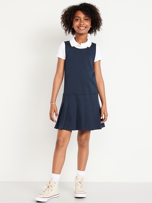 View large product image 1 of 3. Sleeveless School Uniform Ponte-Knit Dress for Girls