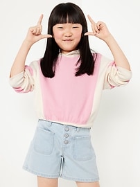 View large product image 3 of 4. High-Waisted Button-Fly Mariner Jean Shorts for Girls