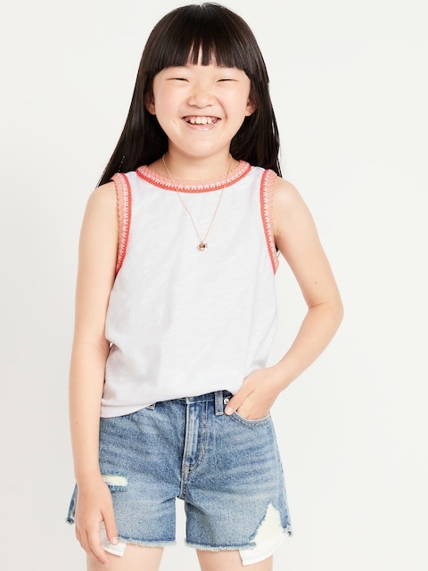 Sleeveless Crochet-Trim Top for Girls