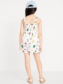 Image number 2 showing, Printed Sleeveless Smocked Romper for Girls
