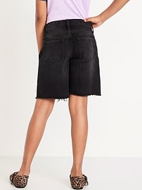 Image number 2 showing, Baggy Frayed-Hem Bermuda Jean Shorts for Girls