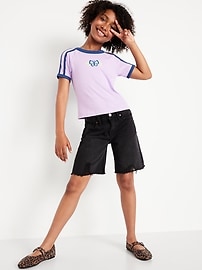 View large product image 3 of 5. Baggy Frayed-Hem Bermuda Jean Shorts for Girls