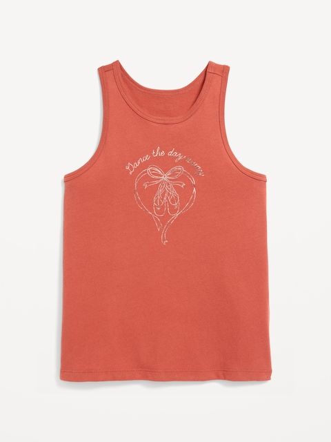 Fitted Back Cutout Graphic Tank Top for Girls