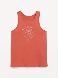 Image number 1 showing, Fitted Back Cutout Graphic Tank Top for Girls