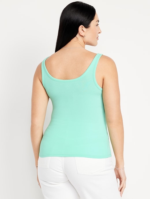 Image number 5 showing, First-Layer Ribbed Scoop-Neck Tank Top