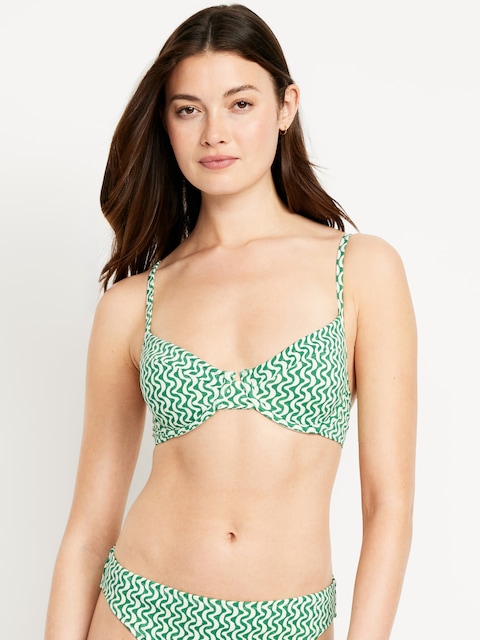 Textured Underwire Balconette Swim Top