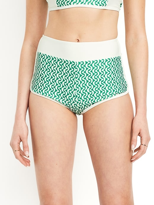 Image number 1 showing, High-Waisted Matte Swim Shorts