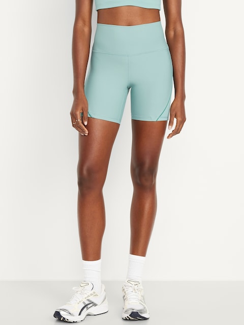 High-Waisted PowerSoft Biker Shorts -- 6-inch inseam - Blue