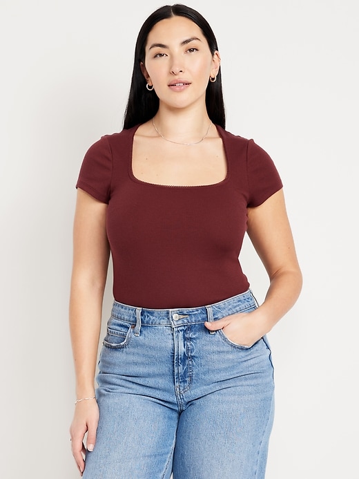 Image number 4 showing, Square-Neck Ribbed T-Shirt