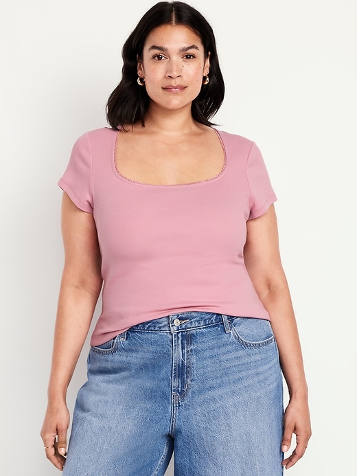 Image number 6 showing, Square-Neck Ribbed T-Shirt