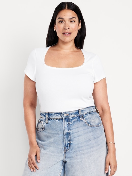 Image number 6 showing, Square-Neck Ribbed T-Shirt