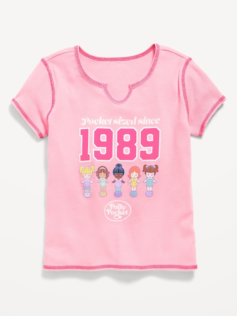 Polly Pocket™ Fitted Ribbed Graphic T-Shirt for Girls