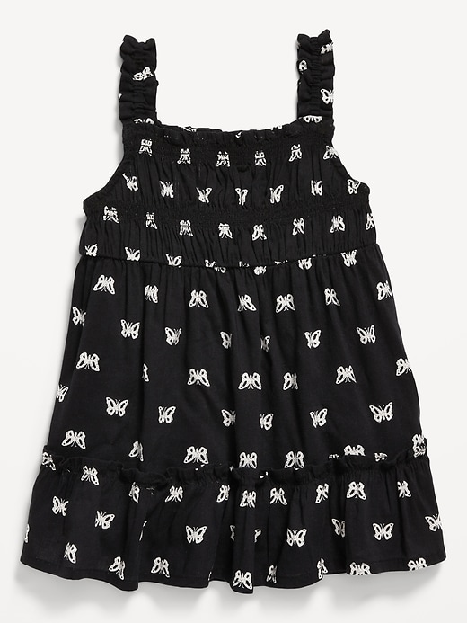 View large product image 2 of 2. Printed Sleeveless Ruffle-Trim Smocked Dress for Baby