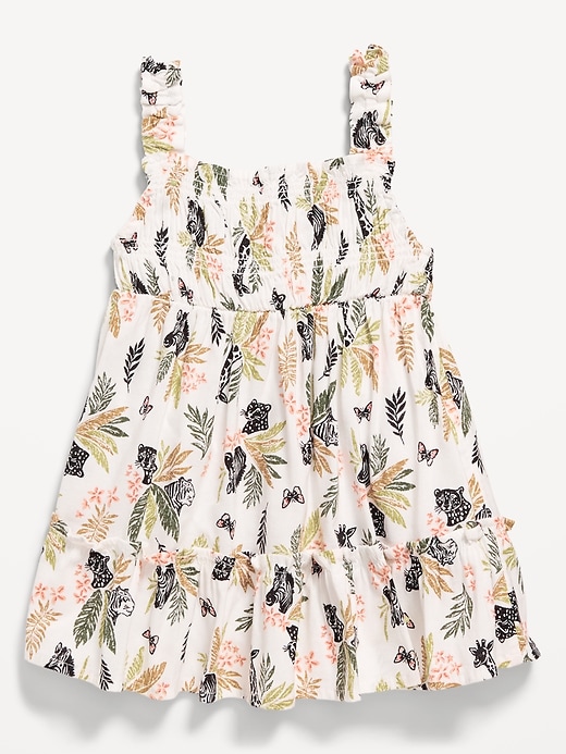 View large product image 2 of 2. Printed Sleeveless Ruffle-Trim Smocked Dress for Baby