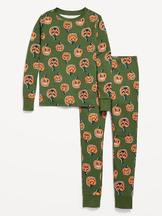 View large product image 1 of 2. Gender-Neutral Snug-Fit Graphic Pajama Set for Kids