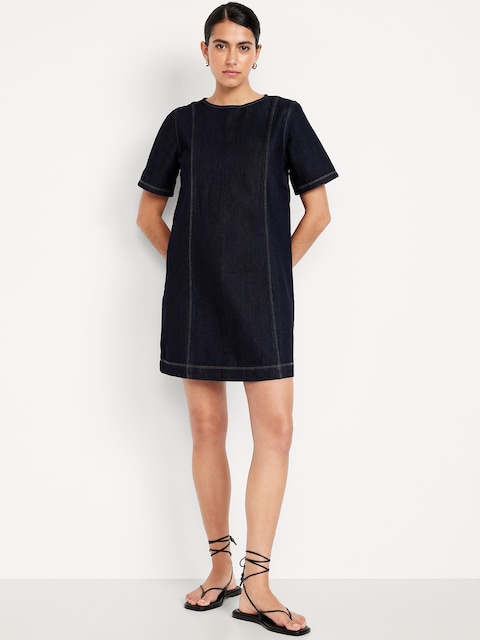 Robe courte en denim - Bleu