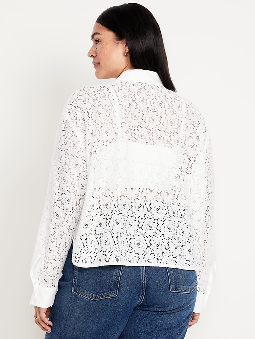 Image number 8 showing, Cropped Lace Button-Down Shirt