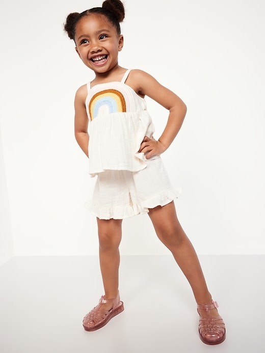 View large product image 1 of 3. Sleeveless Double-Weave Top and Shorts Set for Toddler Girls