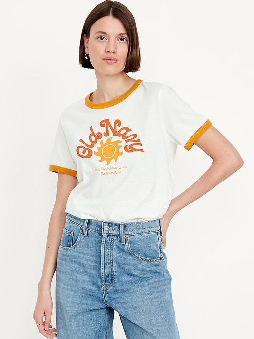 Image number 1 showing, EveryWear Logo-Graphic Ringer T-Shirt