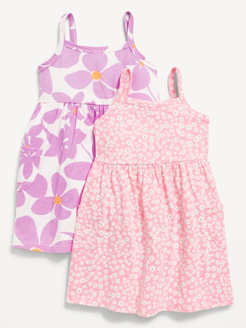 Sleeveless Pocket Jersey-Knit Fit and Flare Dress for Toddler Girls