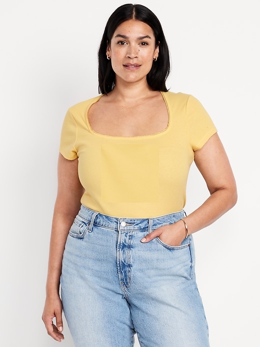 Image number 6 showing, Square-Neck Ribbed T-Shirt