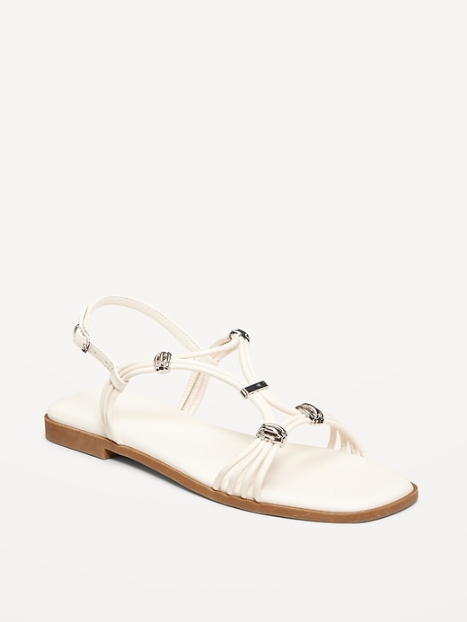 Image number 1 showing, Faux-Leather Strappy Hardware Sandals