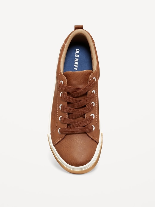 View large product image 2 of 4. Faux-Leather Gender-Neutral Lace-Up Sneakers for Kids