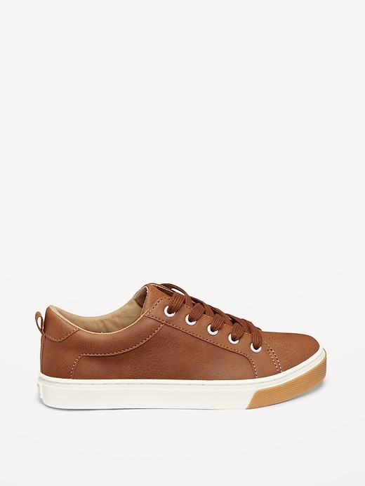Image number 4 showing, Faux-Leather Gender-Neutral Lace-Up Sneakers for Kids