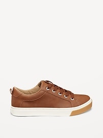 View large product image 4 of 4. Faux-Leather Gender-Neutral Lace-Up Sneakers for Kids