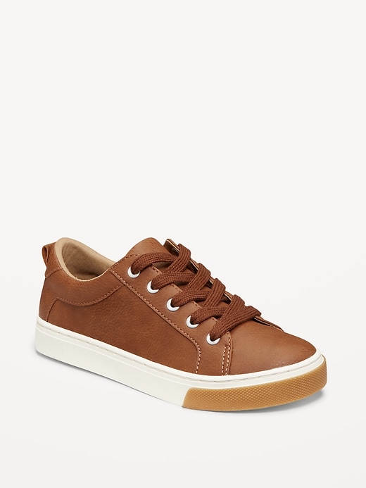 View large product image 1 of 4. Faux-Leather Gender-Neutral Lace-Up Sneakers for Kids