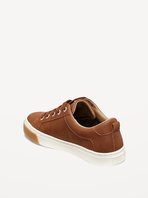 Image number 3 showing, Faux-Leather Gender-Neutral Lace-Up Sneakers for Kids