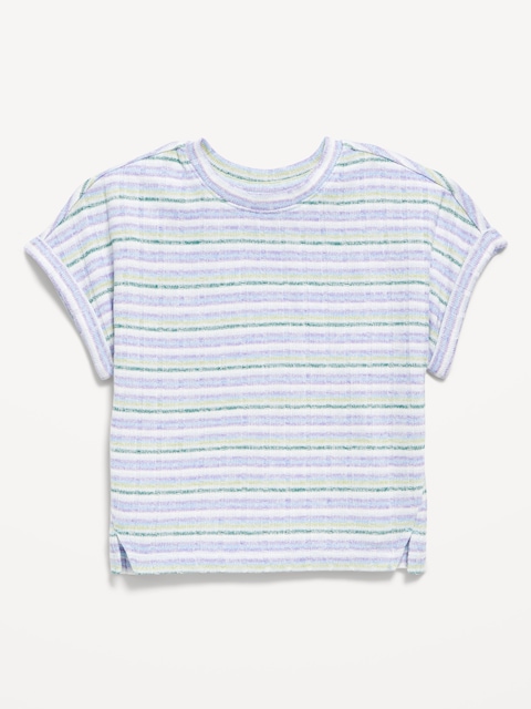 Printed Dolman-Sleeve Rib-Knit T-Shirt for Toddler Girls - Blue