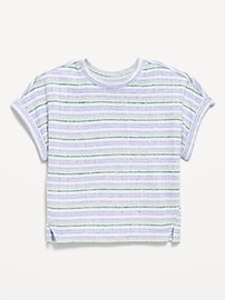 L'image numéro 1 présente T-shirt en tricot côtelé à manches chauve-souris à imprimé pour toute-petite fille
